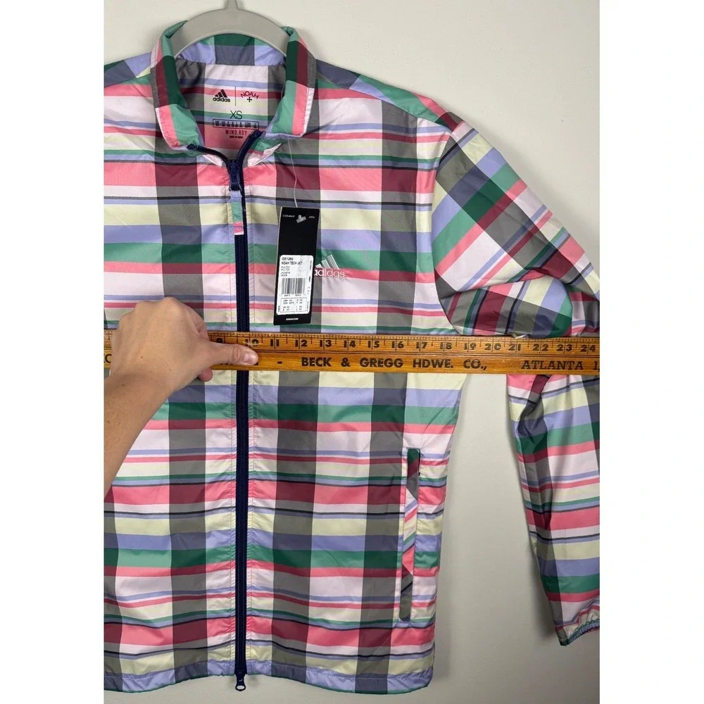 Adidas x Noah Running Jacket Plaid‎ Multicolor Full Zip XS NWT